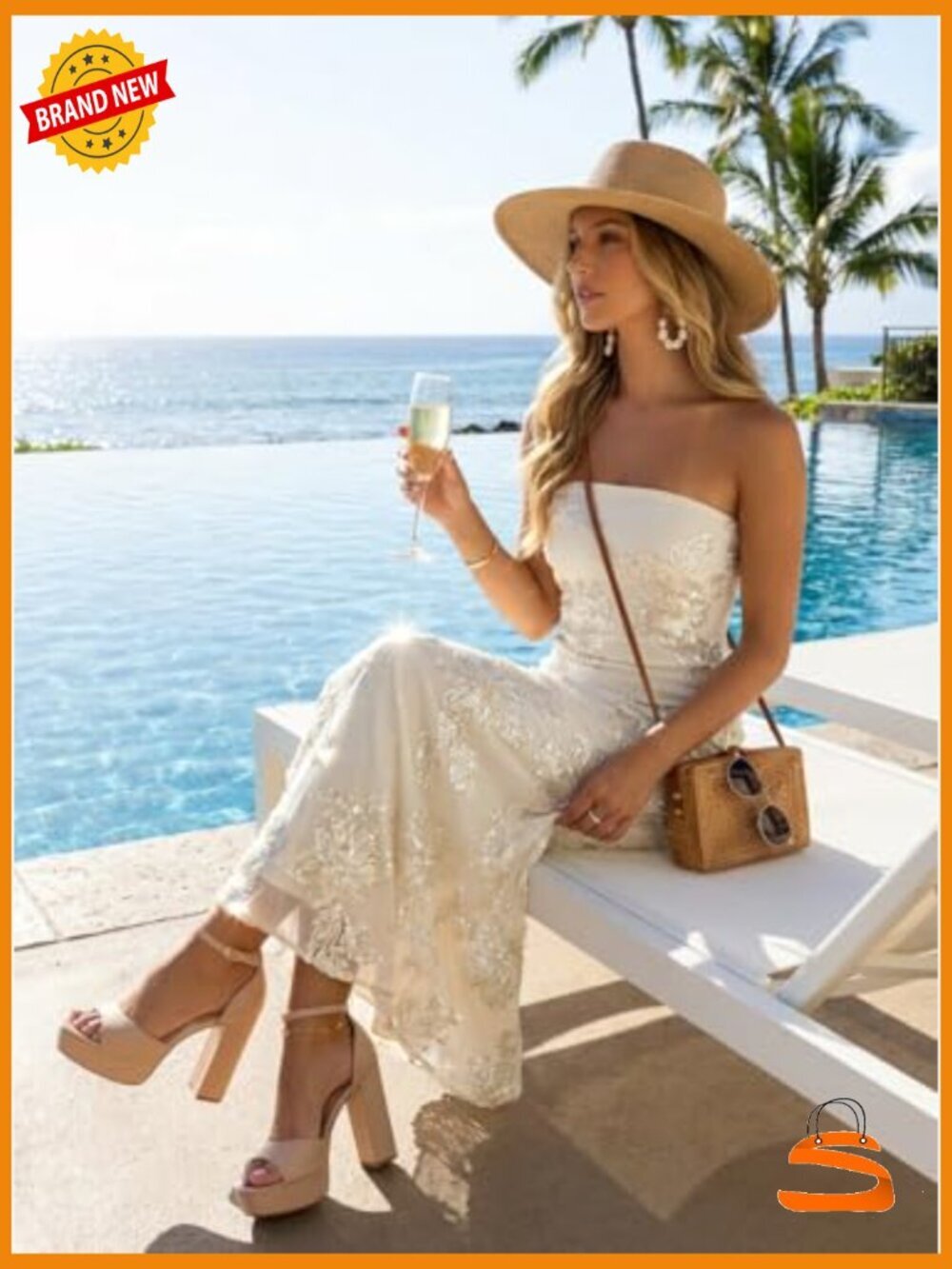 Strapless Floral Maxi Dress Bodycon Formal Cocktail Mermaid - Picture 6 of 7
